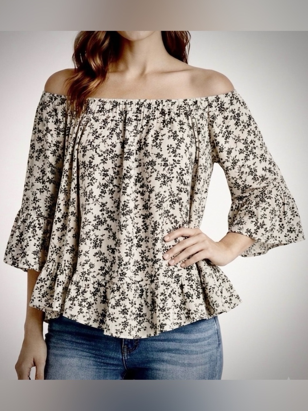 Denim & Supply Ralph Lauren Floral Vanetta Off-Shoulder Peasant Blouse S